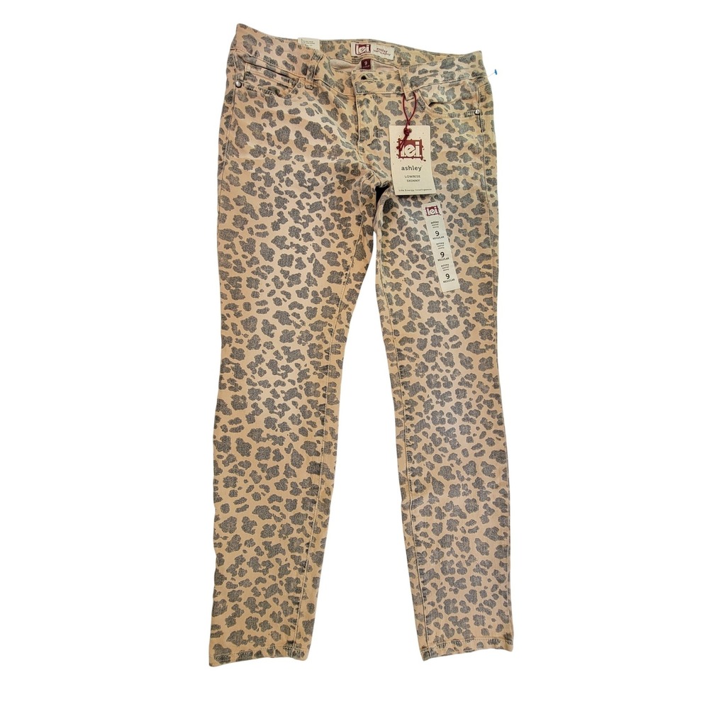 LEI Ashley‎ Low Rise Skinny Jeans Women's Size 9 Leopard Print Casual Pants